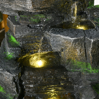 Outsunny Garden Water Feature z oświetleniem LED - ciemnoszary