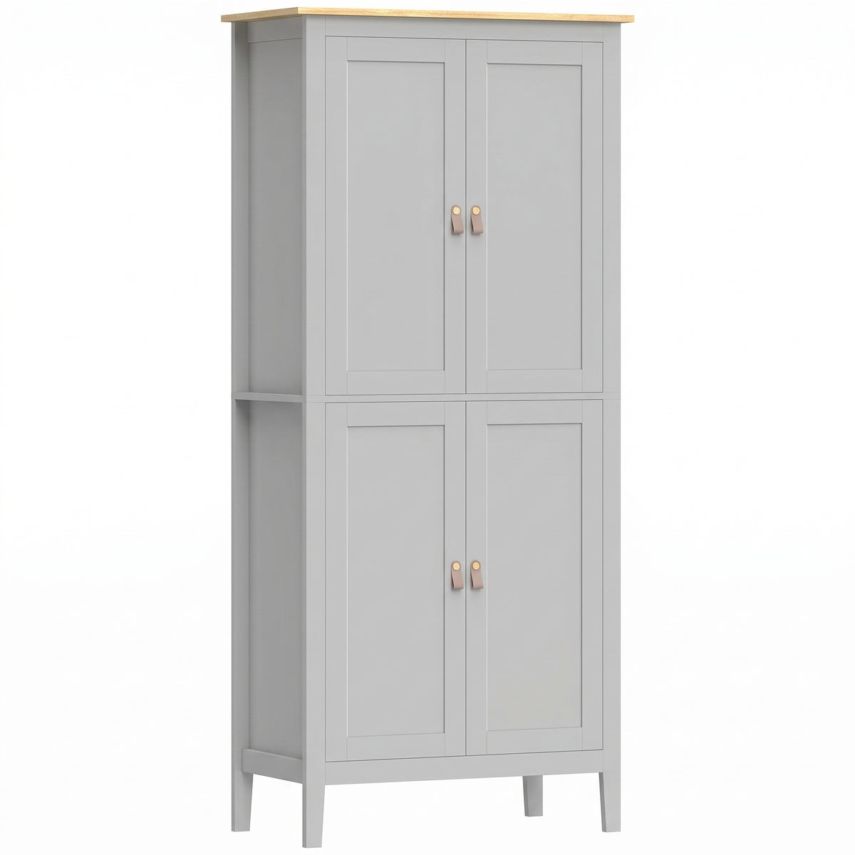 HOMCOM Tall Pantry Cupboard with Motion Sensor LED Light - Grey