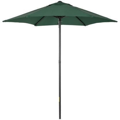 Outsunny 2m Garden Parasol Umbrella, Outdoor Sun Shade with 6 Sturdy Ribs for Balcony, Bench, Garden, Green