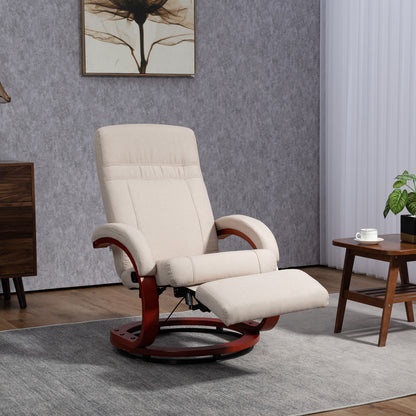 HOMCOM 135Â° Manual Reclining Swivel Chair, with Footrest - Beige