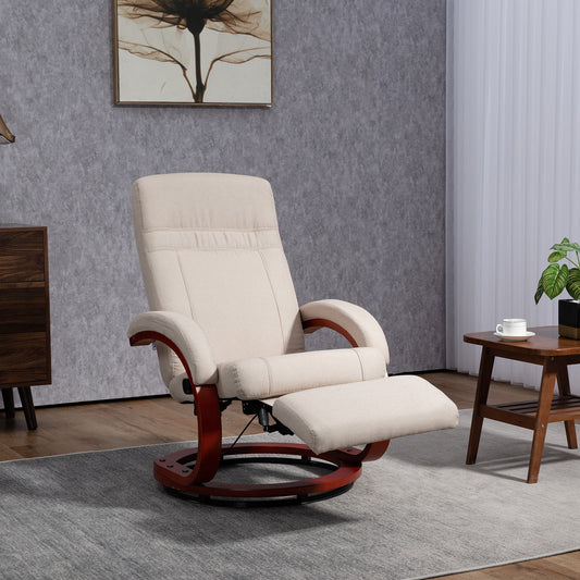 HOMCOM 135Â° Manual Reclining Swivel Chair, with Footrest - Beige