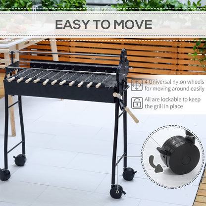 Outsunny Charcoal Trolley BBQ Garden Outdoor Barbecue Cooking Grill High Temperature Powder Wheel 85x36x90cm New