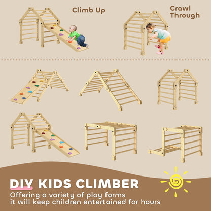 AIYAPLAY 3 in 1 Kids Climbing Set Indoor with Sliding Ramp, Foldable design, Gift for 2-6 Years Old