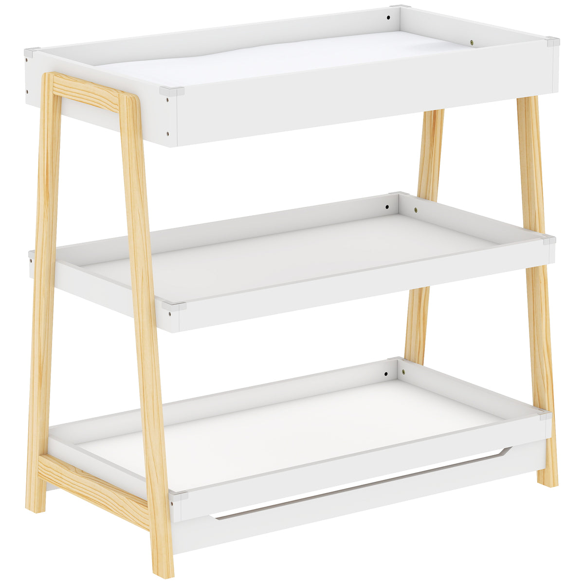 AIYAPLAY Baby Changing Table with 2 Storage Shelves in White