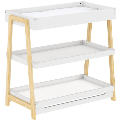 AIYAPLAY Baby Changing Table with 2 Storage Shelves in White