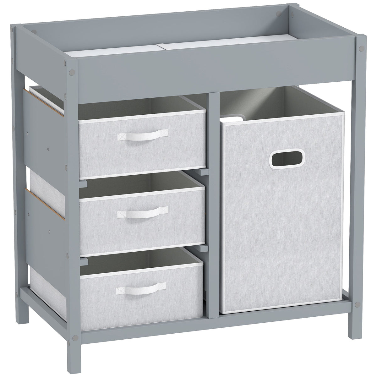 AIYAPLAY Baby Changing Unit with 4 Storage Drawers in Grey