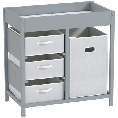 AIYAPLAY Baby Changing Unit with 4 Storage Drawers in Grey