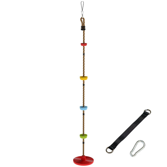 AIYAPLAY Climbing Rope, Kids Tree Swing Kit with Platforms and Disc Swings Seat, Obstacle Course Kids for Garden, Red