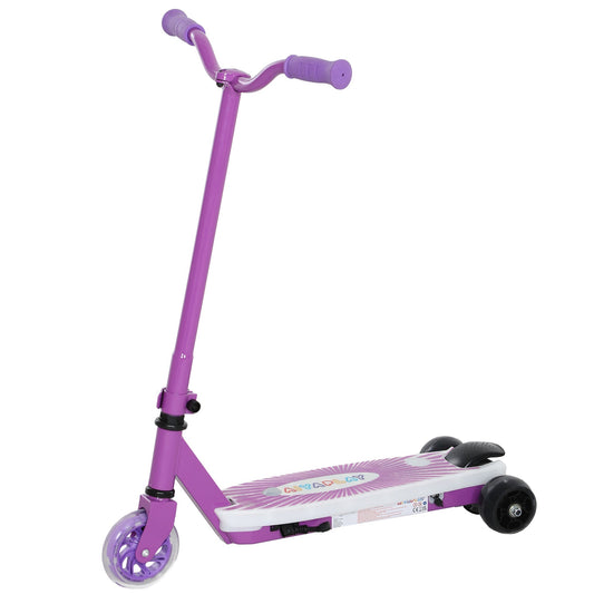 AIYAPLAY Electric Scooter for Kids Aged 4-7 Years, with Flashing LED Lights, Rear Auxiliary Wheels, Purple