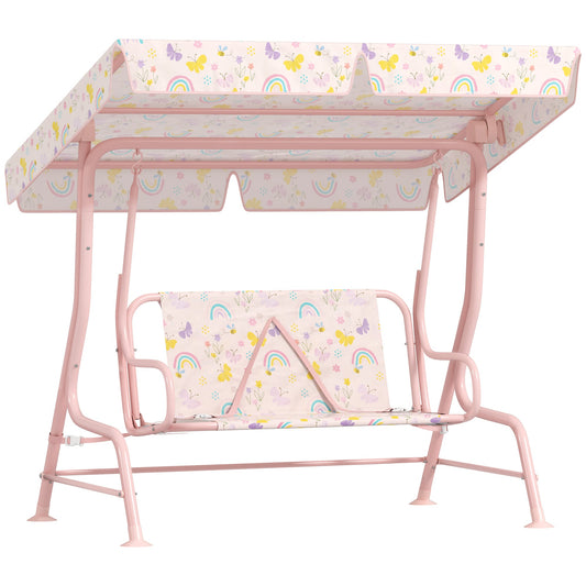 AIYAPLAY Kids Garden Swing Chair with Adjustable Canopy in Pink