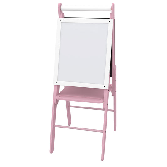 AIYAPLAY Three-In-One Easel for Kids, with Paper Roll, Adjustable Height - Pink