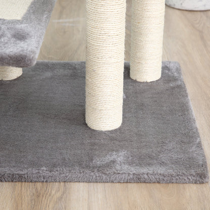 PawHut Cat Tower Kitten Scratch Scratching Scratcher Sisal Post Climbing Tower Activity Centre Grey