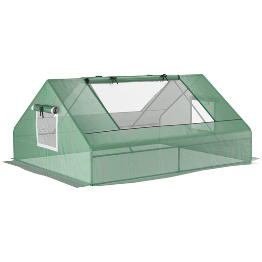 Outsunny Mini Greenhouse, przenośna mała szklarnia ogrodowa z zapinanymi na zamek oknami i drzwiami, 180 x 140 x 80 cm, ciemnozielona