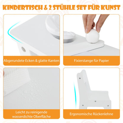 3 in 1 activity table &amp; easel with liftable table top &amp; 6 fabric containers &amp; paper roll white