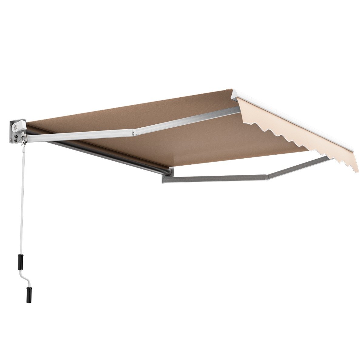 Aluminum Patio Sun Shade with Crank Handle and Water-Resistant Polyester-Beige