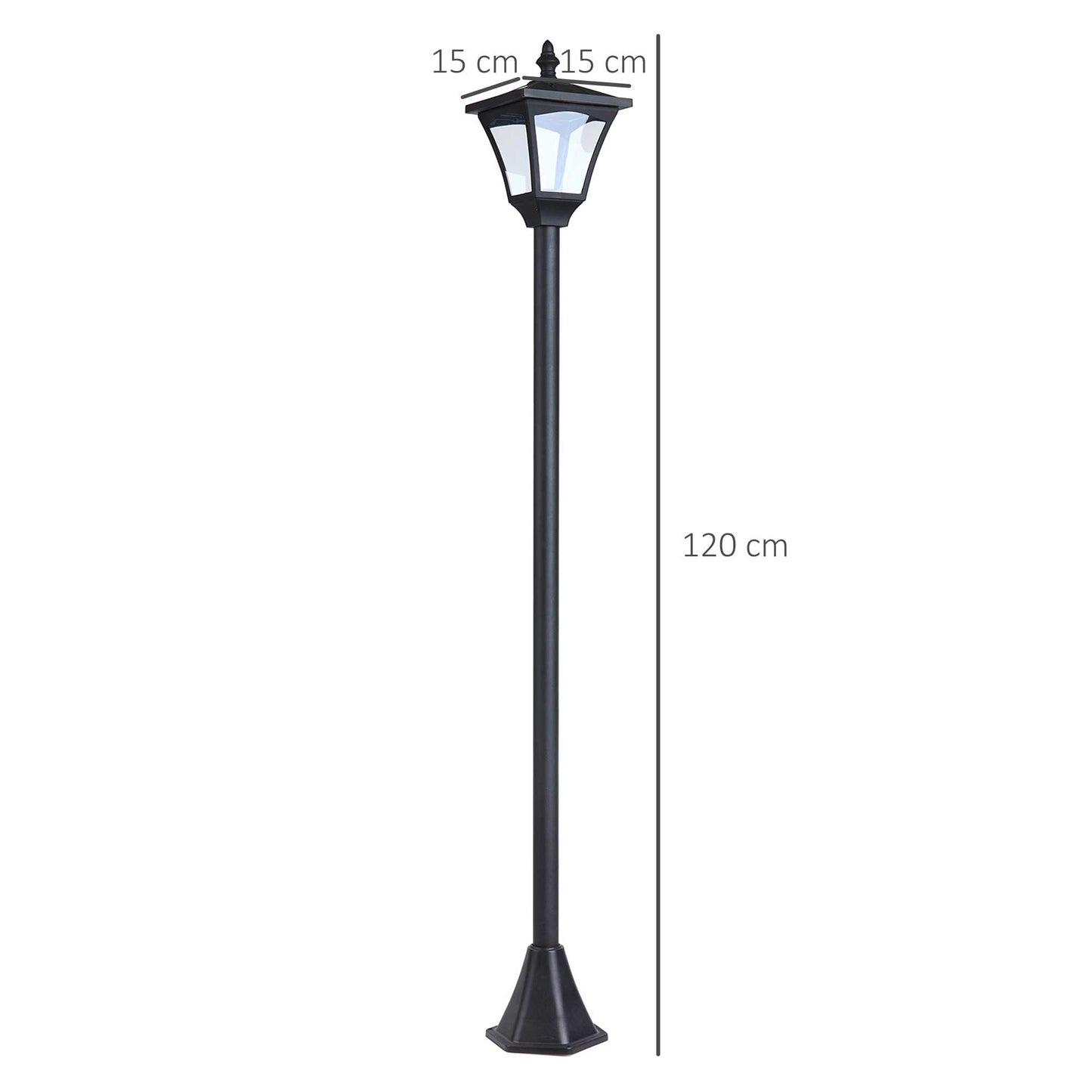 Outsunny Outdoor Garden Solar Post Lamp Sensor Dimmable LED Lantern Bollard Pathway 1.2M Tall Ð Black