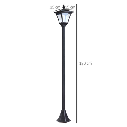 Outsunny Outdoor Garden Solar Post Lamp Sensor Dimmable LED Lantern Bollard Pathway 1.2M Tall Ð Black