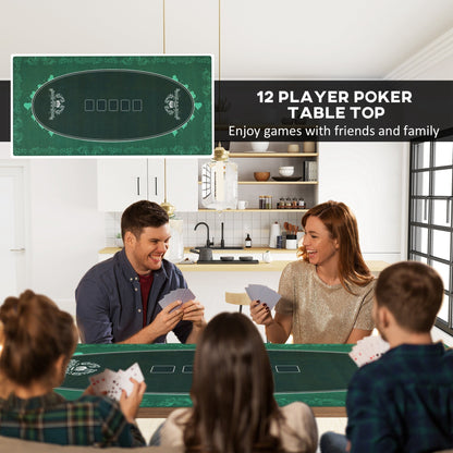 SPORTNOW Professional Poker Mat, 12-Player Water-resistant Poker Table with Felt Surface, Carry Bag, Green