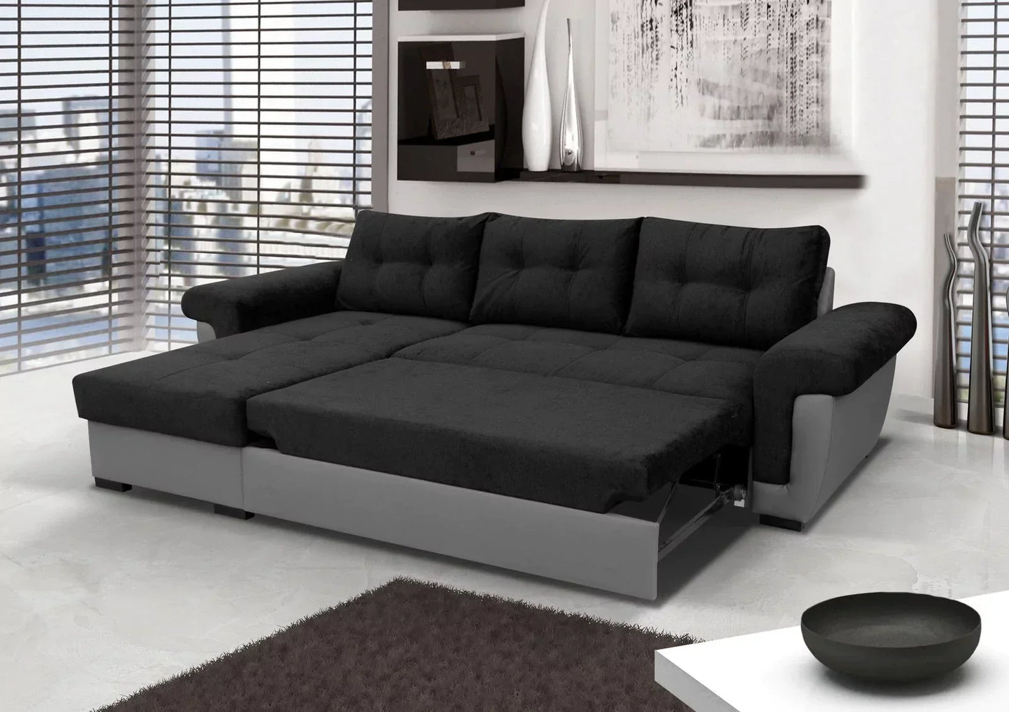 Amby Fabric Corner Sofa Bed