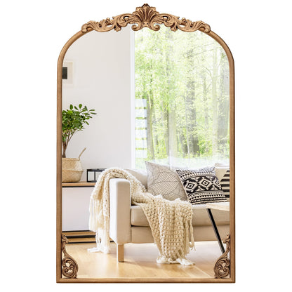 Antiqued Gold Wall Mirror with Baroque Ornate Frame-S