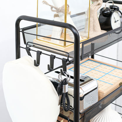Wózek do przechowywania HOMCOM Five-Steel Mesh Basket z kółkami - czarny