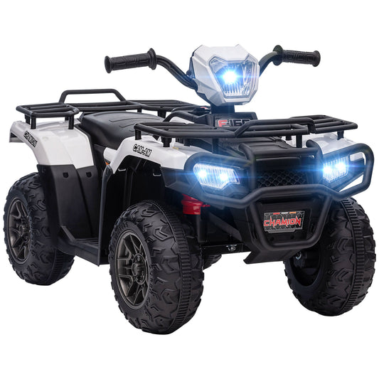 HOMCOM 12V Quad dla dzieci z funkcjami jazdy do przodu i do tyłu, jeździk ATV z muzyką, diodami LED, reflektorami, dla dzieci w wieku 3-5 lat - biały