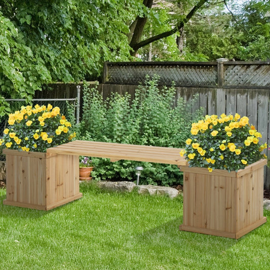 37L Wooden Garden Planter And Bench