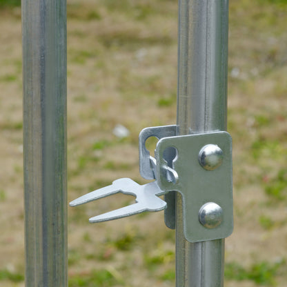 PawHut Walk In Chicken Run ocynkowany kurnik dla kur i drobiu klatka dla zwierząt ogrodowych z wodoodporną osłoną, 2,8 x 3,8 x 2 m