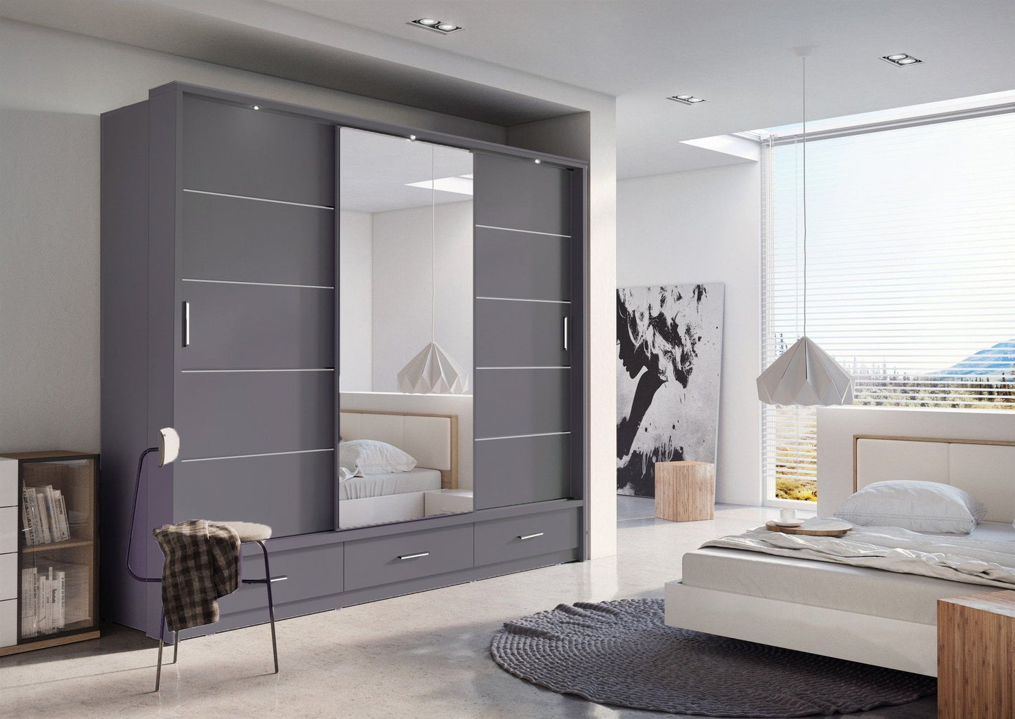 Artimas I Sliding Door Wardrobe 250cm - Grey Matt