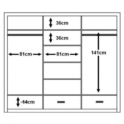 Deming 3 Door Sliding Wardrobe 250cm - White, Grey or Black