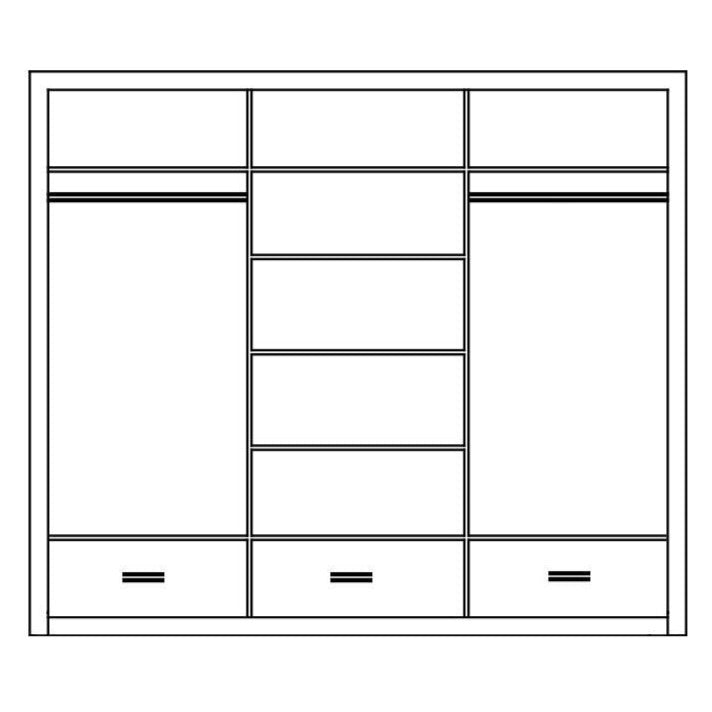 Deming 3 Door Sliding Wardrobe 250cm - White, Grey or Black