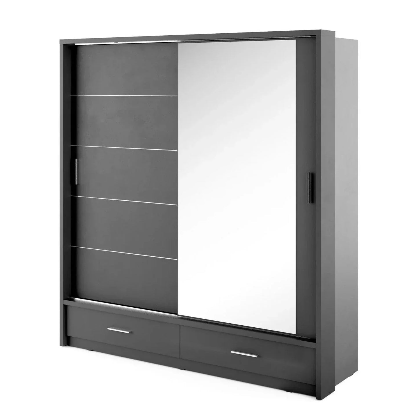 Artimas V Sliding Door Wardrobe 200cm - Black Matt