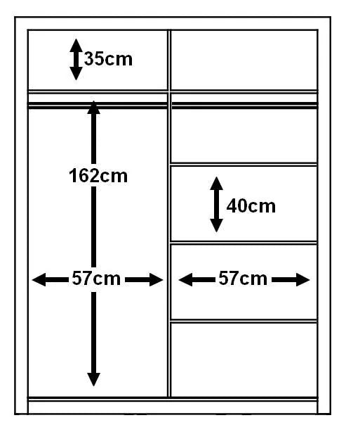 Zakhar 2 Door Sliding Wardrobe 120cm - Black, White, Grey or Oak