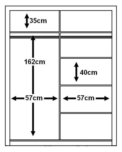 Zakhar 2 Door Sliding Wardrobe 120cm - Black, White, Grey or Oak