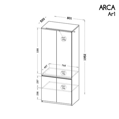 Arca AR1 Hinged Wardrobe 80cm