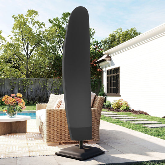 Outsunny Parasol Cover, 600D Oxford Cantilever Umbrella Cover Fit for 2-4m Parasol, Banana Umbrella Protector with Zipper for Outdoor Garden, Patio, Black