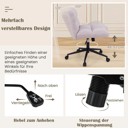 Modern Cross Legged Swivel Task Chair with Wheels-Grey