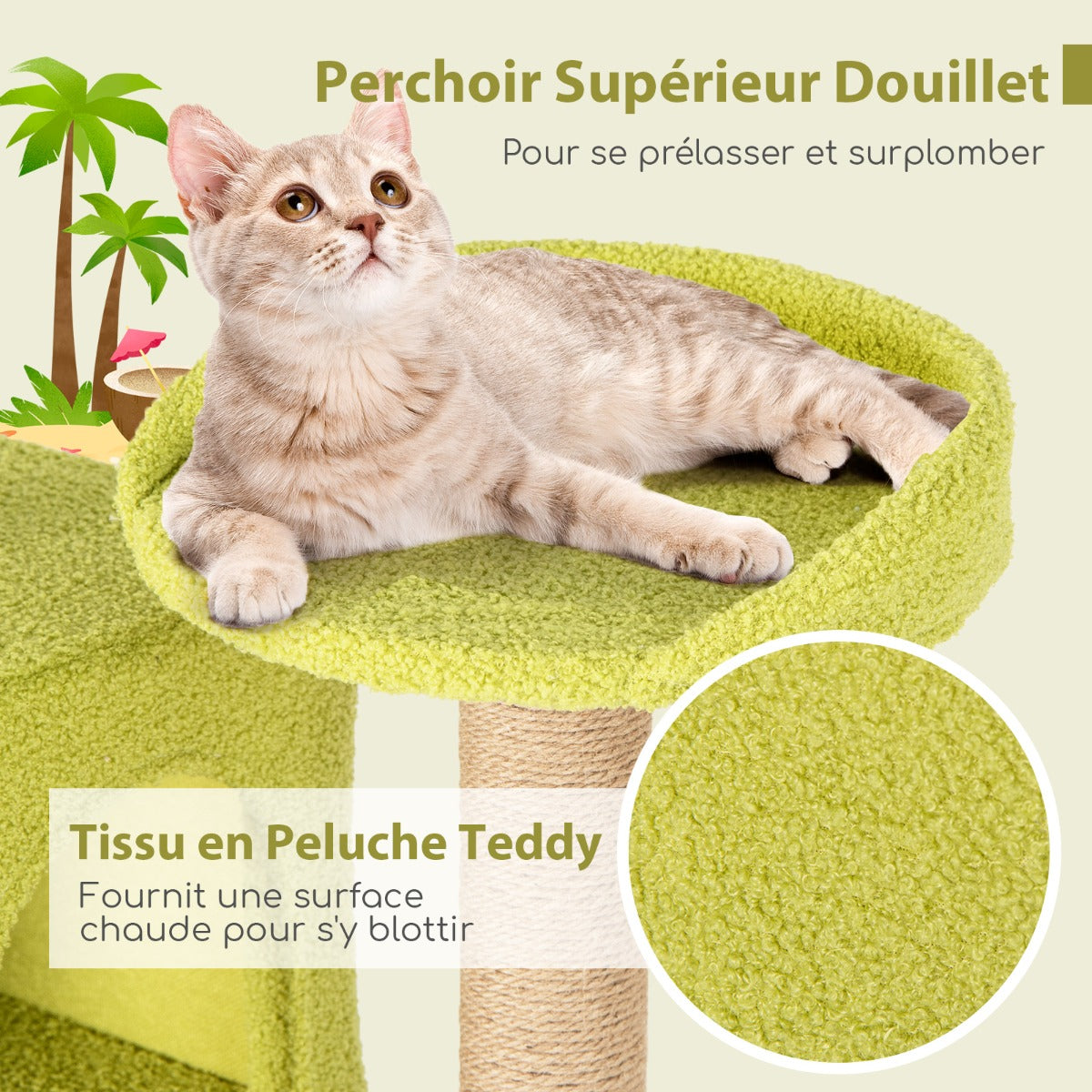 71 Inch Cat Tree Multi-Level Aesthetic Beach-Themed Kitten Tower-Colorful