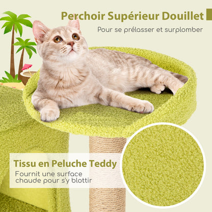 71 Inch Cat Tree Multi-Level Aesthetic Beach-Themed Kitten Tower-Colorful