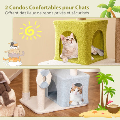 71 Inch Cat Tree Multi-Level Aesthetic Beach-Themed Kitten Tower-Colorful