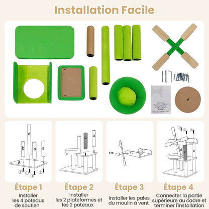 Small scratching post with lying area &amp; platforms &amp; scratching post cat tree in windmill shape