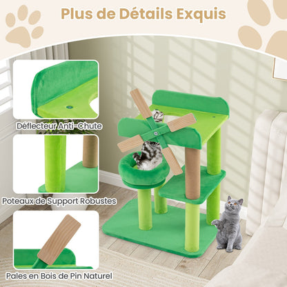 Small scratching post with lying area &amp; platforms &amp; scratching post cat tree in windmill shape