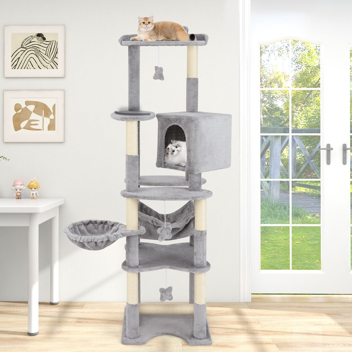 69 Inch Multi-level Cat Tree with Top Perch and Cozy Condo