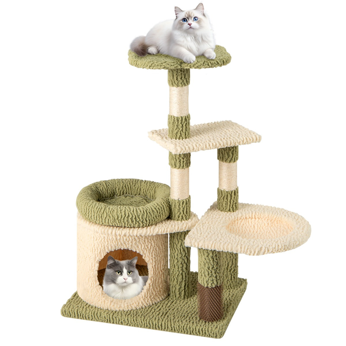 97 cm Multi-Level Tall Cat Tree with Condo and Bed-Green