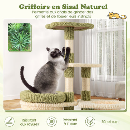 97 cm Multi-Level Tall Cat Tree with Condo and Bed-Green