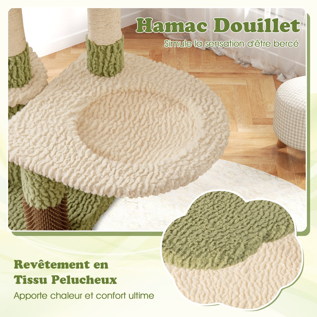 97 cm Multi-Level Tall Cat Tree with Condo and Bed-Green