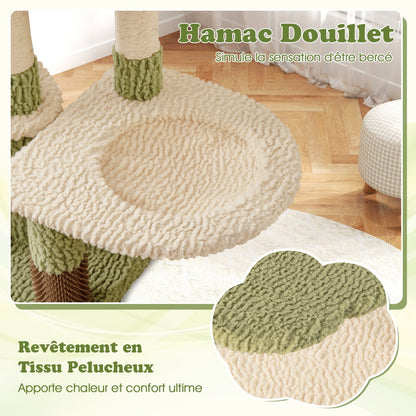 97 cm Multi-Level Tall Cat Tree with Condo and Bed-Green