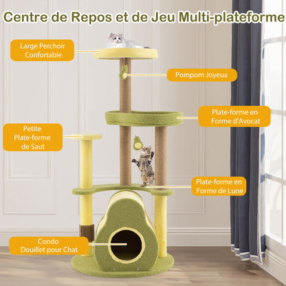 Avocado Cat Tree with Private Condo and Jumping Platforms-Green