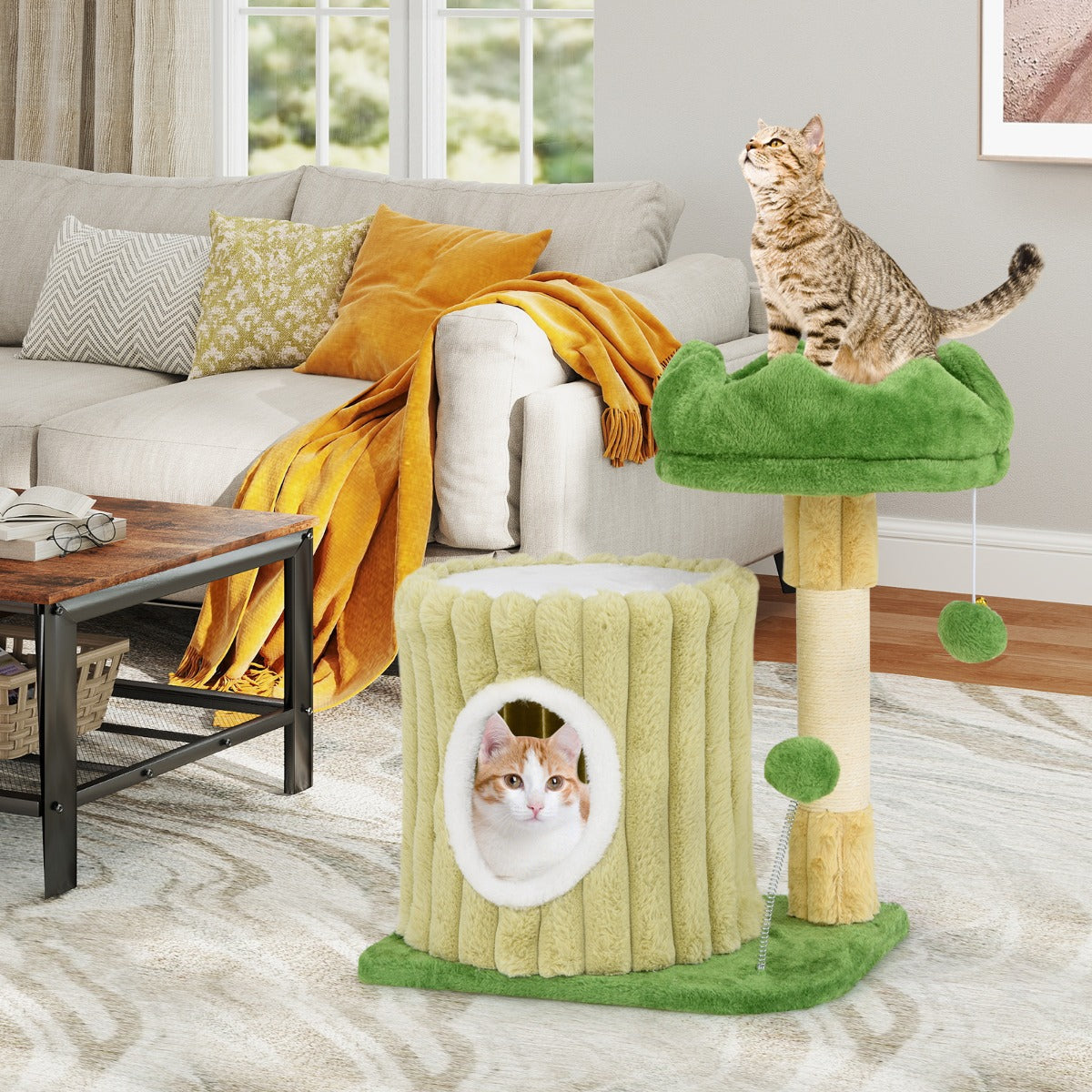 Cute Cat Tree with Sisal Scratching Posts and Dangling Ball