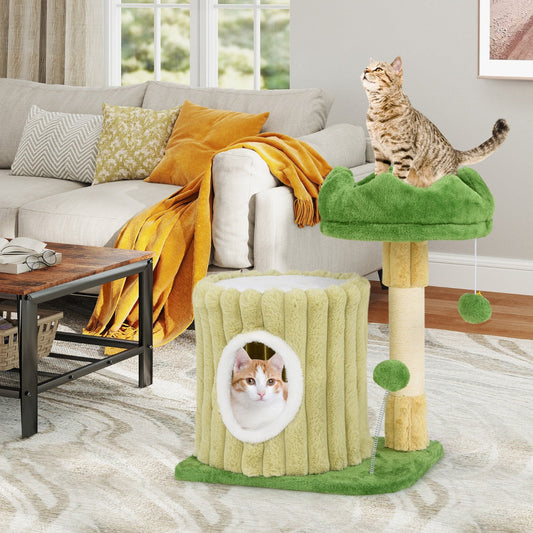 Cute Cat Tree with Sisal Scratching Posts and Dangling Ball